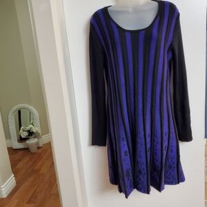 Papillon Elegant Black and Purple Sweater Dress L 35-37 Bust